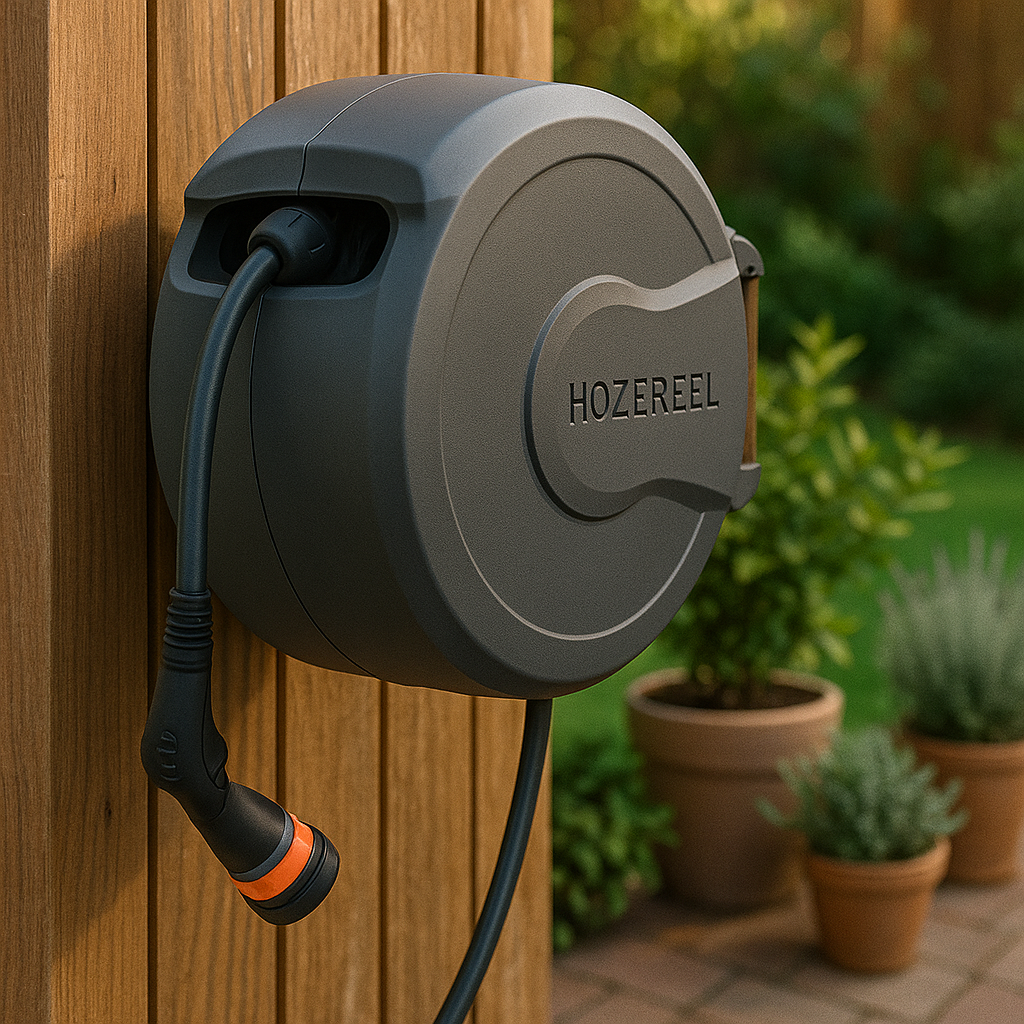 HOZEREEL Retractable Garden Hose Reel – 1/2" × 100 ft